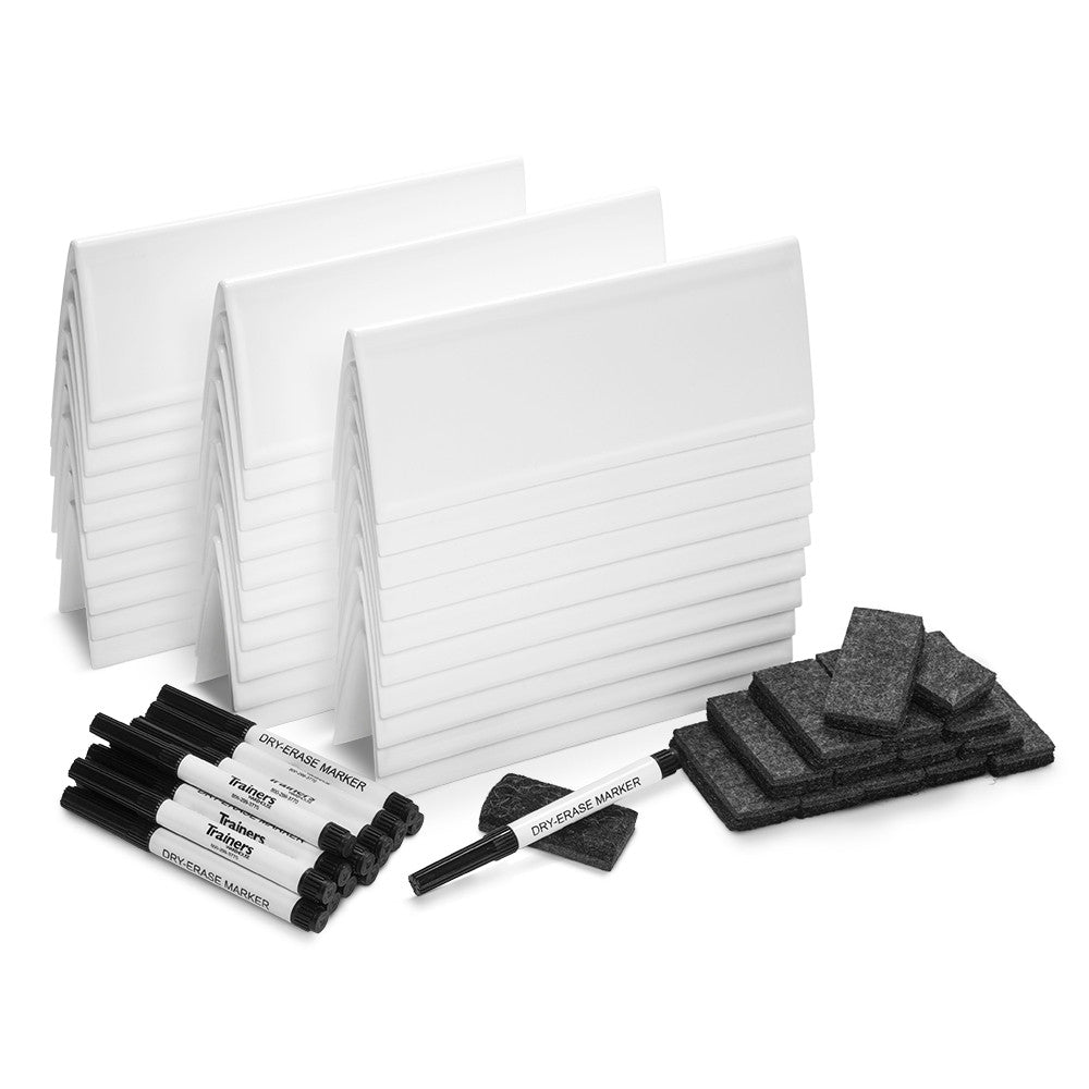 Set of 30 Reusable SMALL Tent Cards, plus Markers, Mini-Erasers