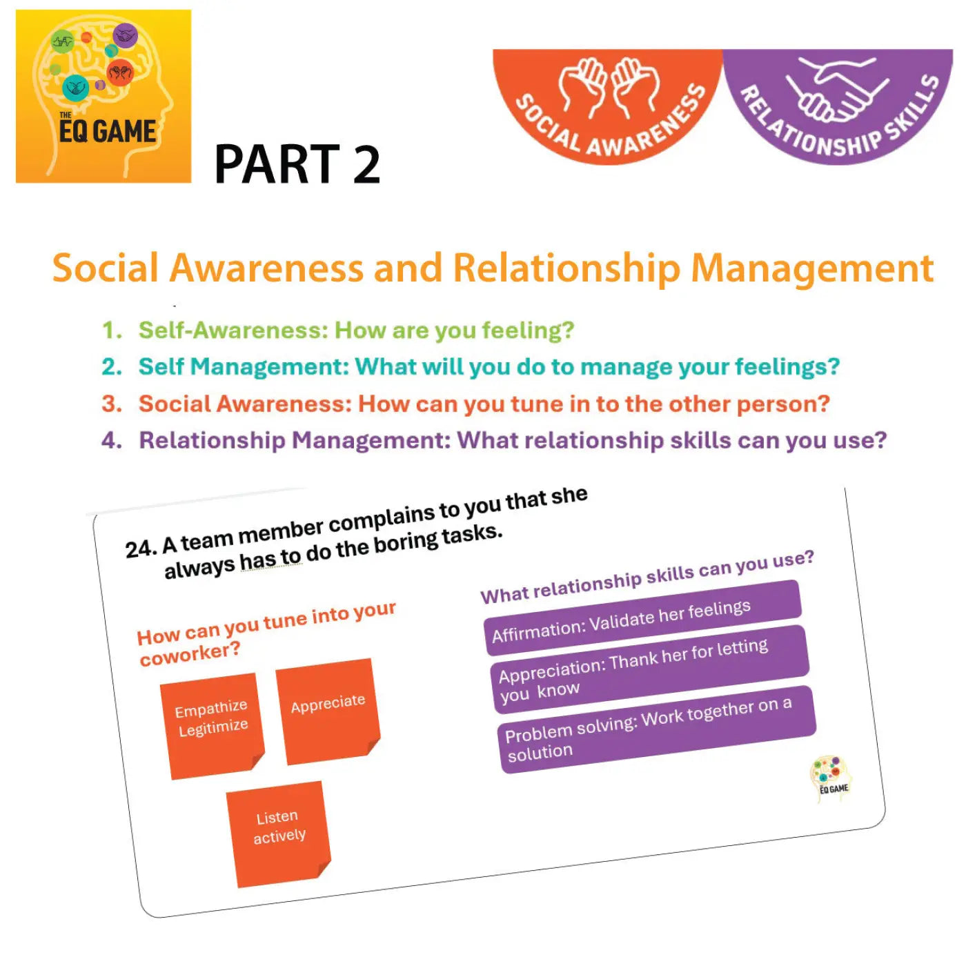 The EQ Game - PART 2  - Social Awareness & Relationship Skills