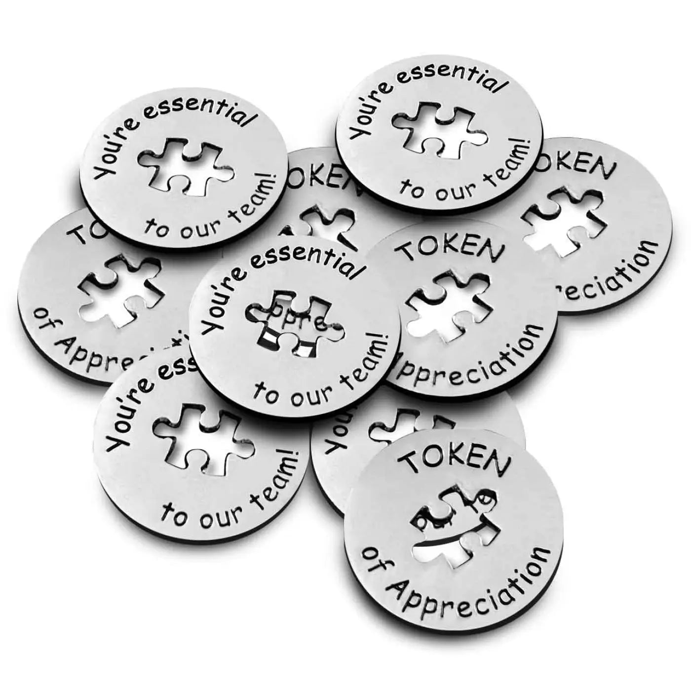 Token of Appreciation with puzzle piece cutout - 10 of each