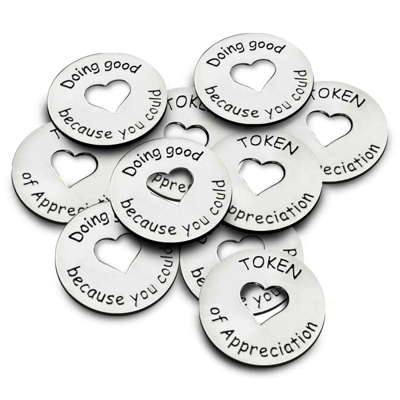Token of Appreciation - Heart token front and back - 10 of each