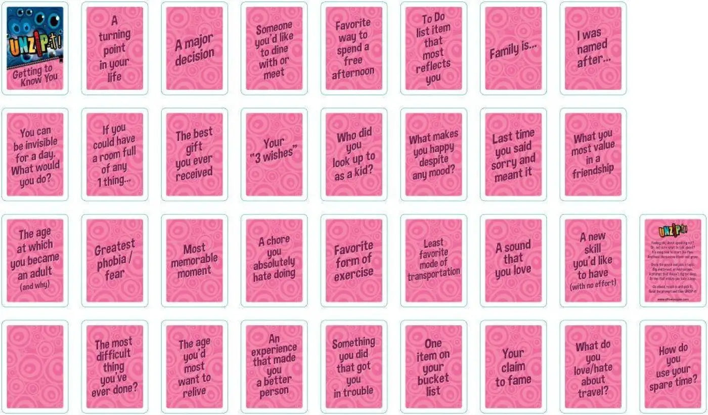 UNZiP-it! Remote w/ Getting to Know You Prompts