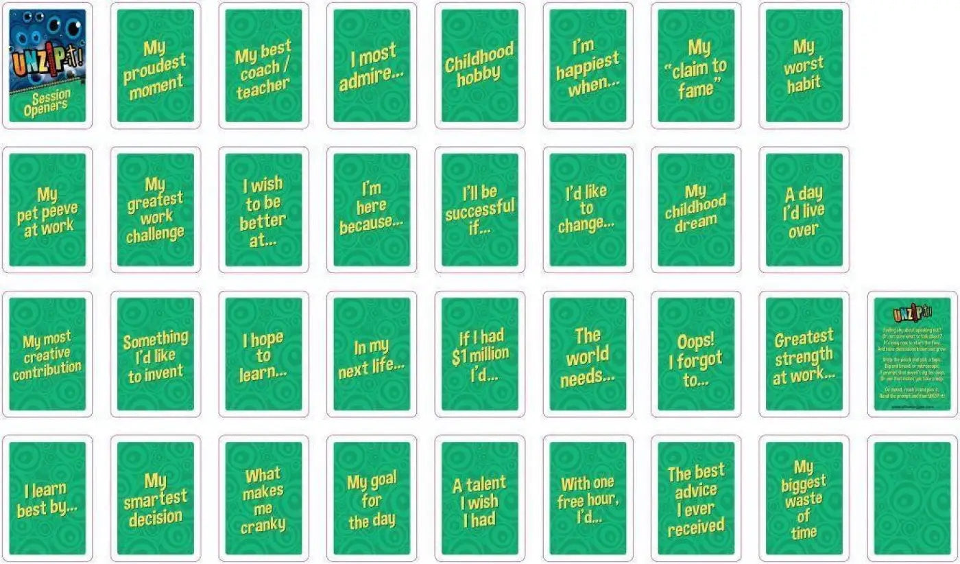 UNZIP-it! with Session Opener Conversation Card Deck