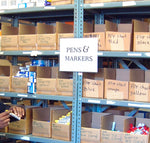 5x7 DocU-Sleeve in use labeling warehouse shelves