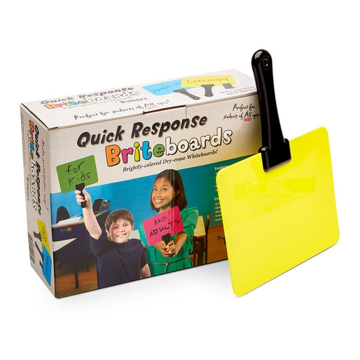 Briteboards Dry-erase Fluorescent Response Boards with mini-erasers set of 10