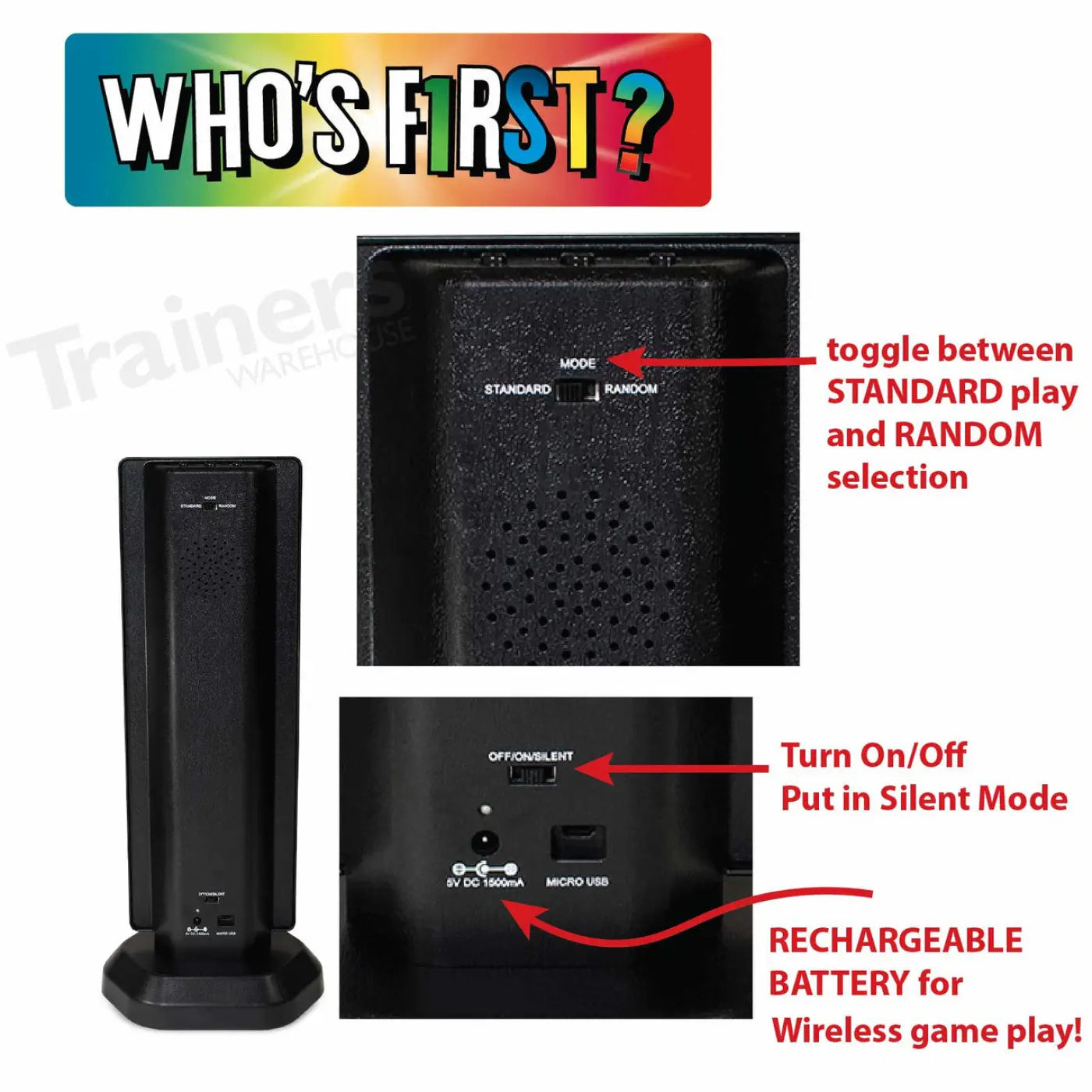 Who’s First?® v3 Wireless Game Buzzer System - Gameshow Accessories - Trainers Warehouse